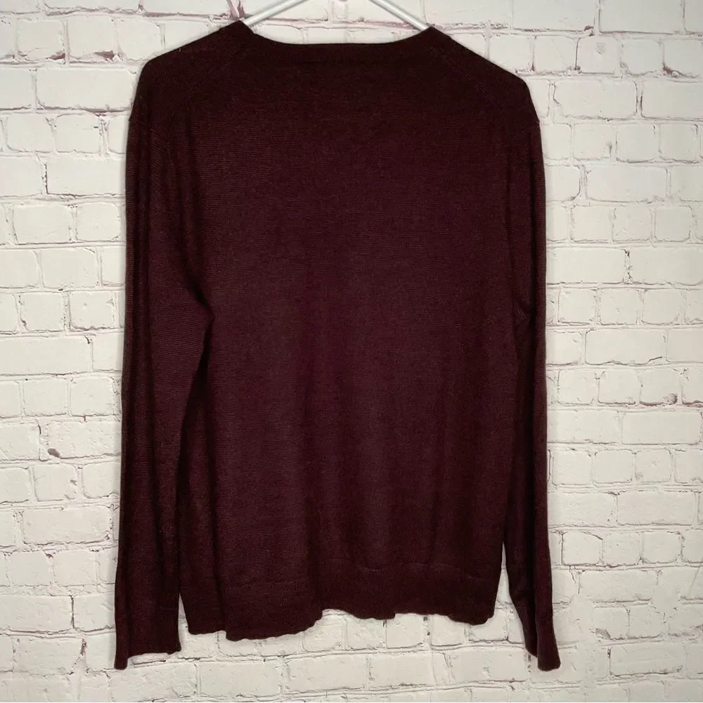 BANANA REPUBLIC Baruffa Mens Sweater Italian Merino Wool Burgundy‎ Pullover XL